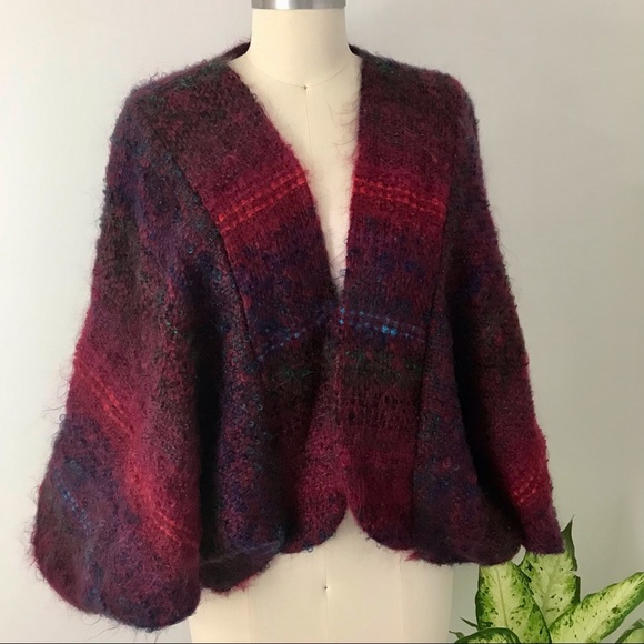 Vintage Handmade Cropped Bat Wing Sweater Jacket - Picture 2 of 9